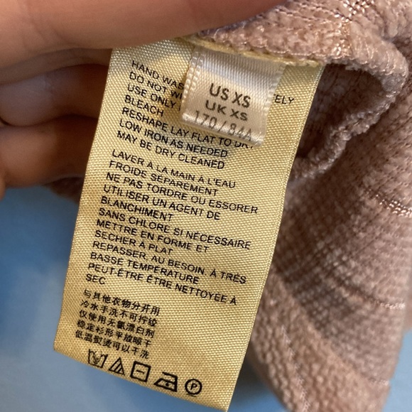 by Anthropologie Womens Size XS Chenille Dusty Pink Striped Sweater Velour Soft - Picture 5 of 10